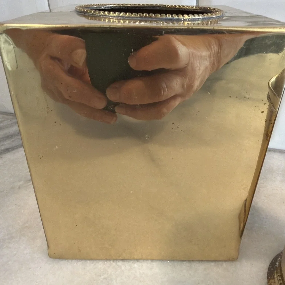 Vintage Croscill Brass Bathroom Set Tissue Cover, Soap Dispenser, Cup ES0002